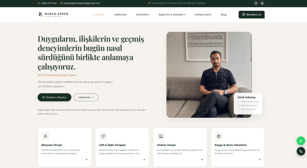 Klinik Psikolog Baran Şeker web tasarım