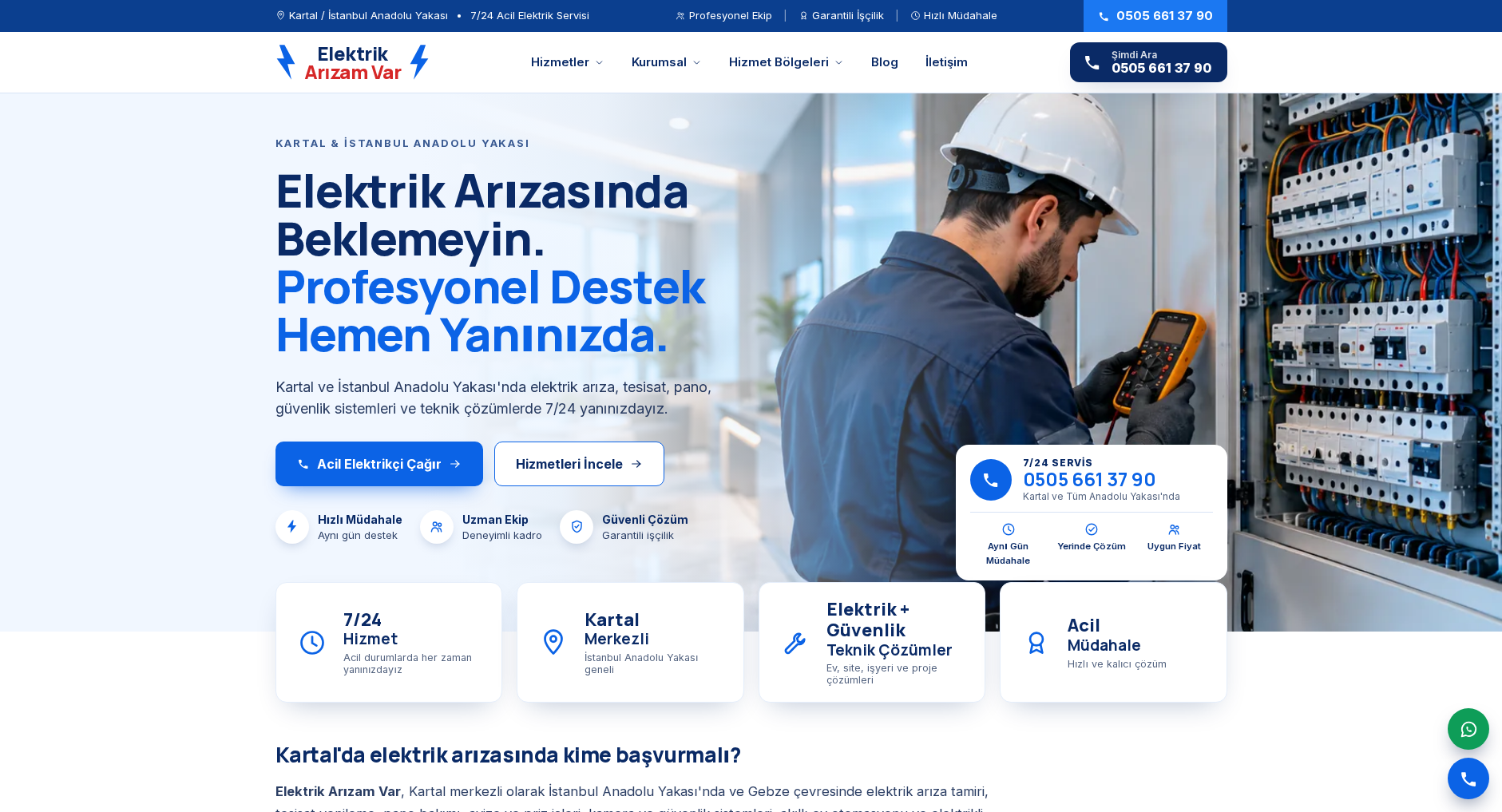 Elektrik Arızam Var web sitesi ekran görüntüsü