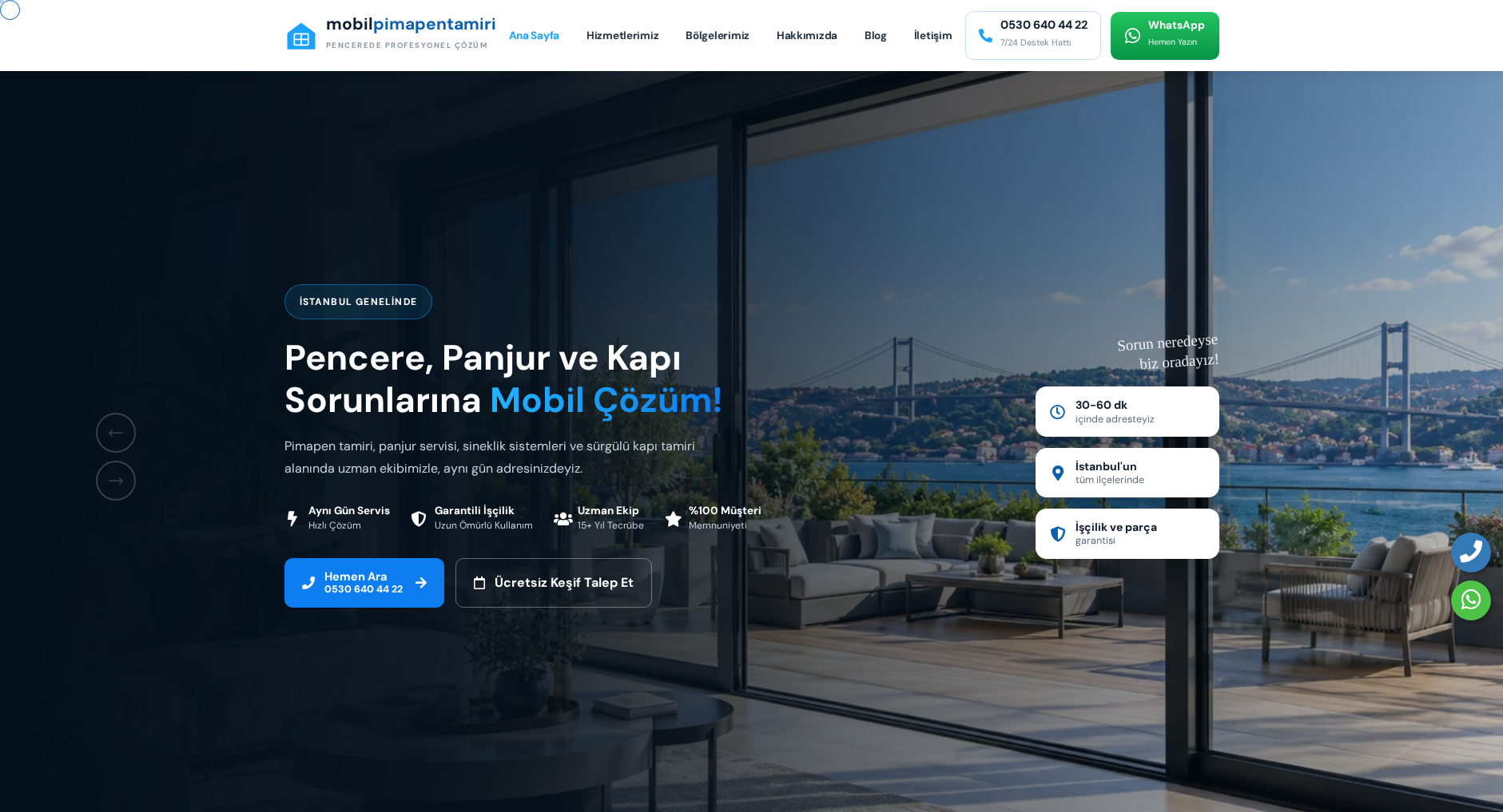 Mobil Pimapen Tamiri web sitesi ekran görüntüsü