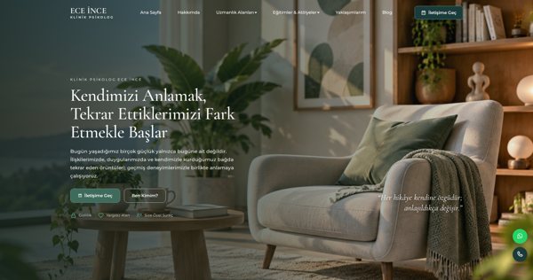 Klinik Psikolog Ece İnce web sitesi