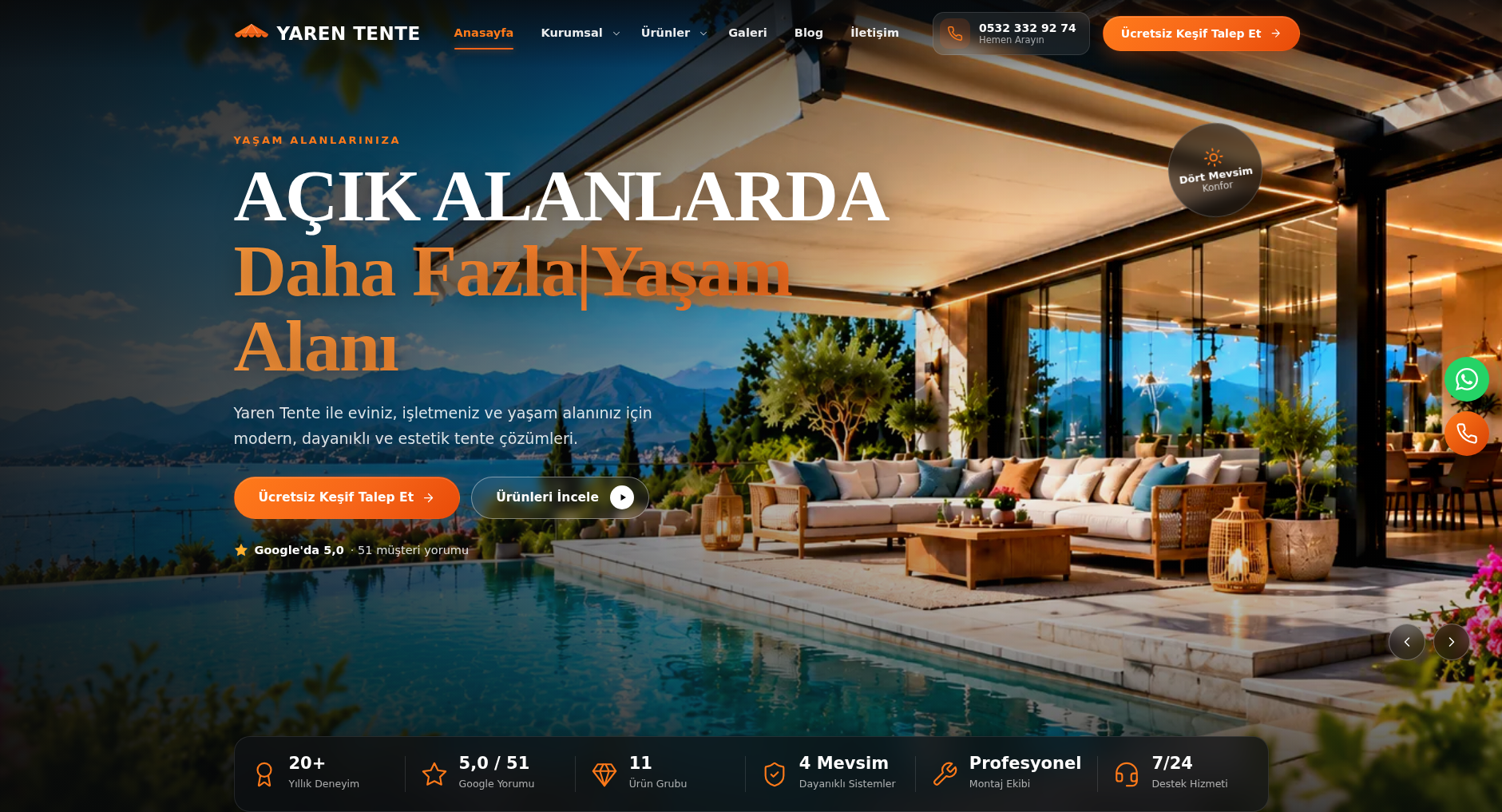 Yaren Tente web sitesi ekran görüntüsü