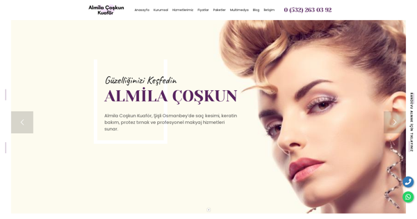 Almila Çoşkun Kuaför web sitesi