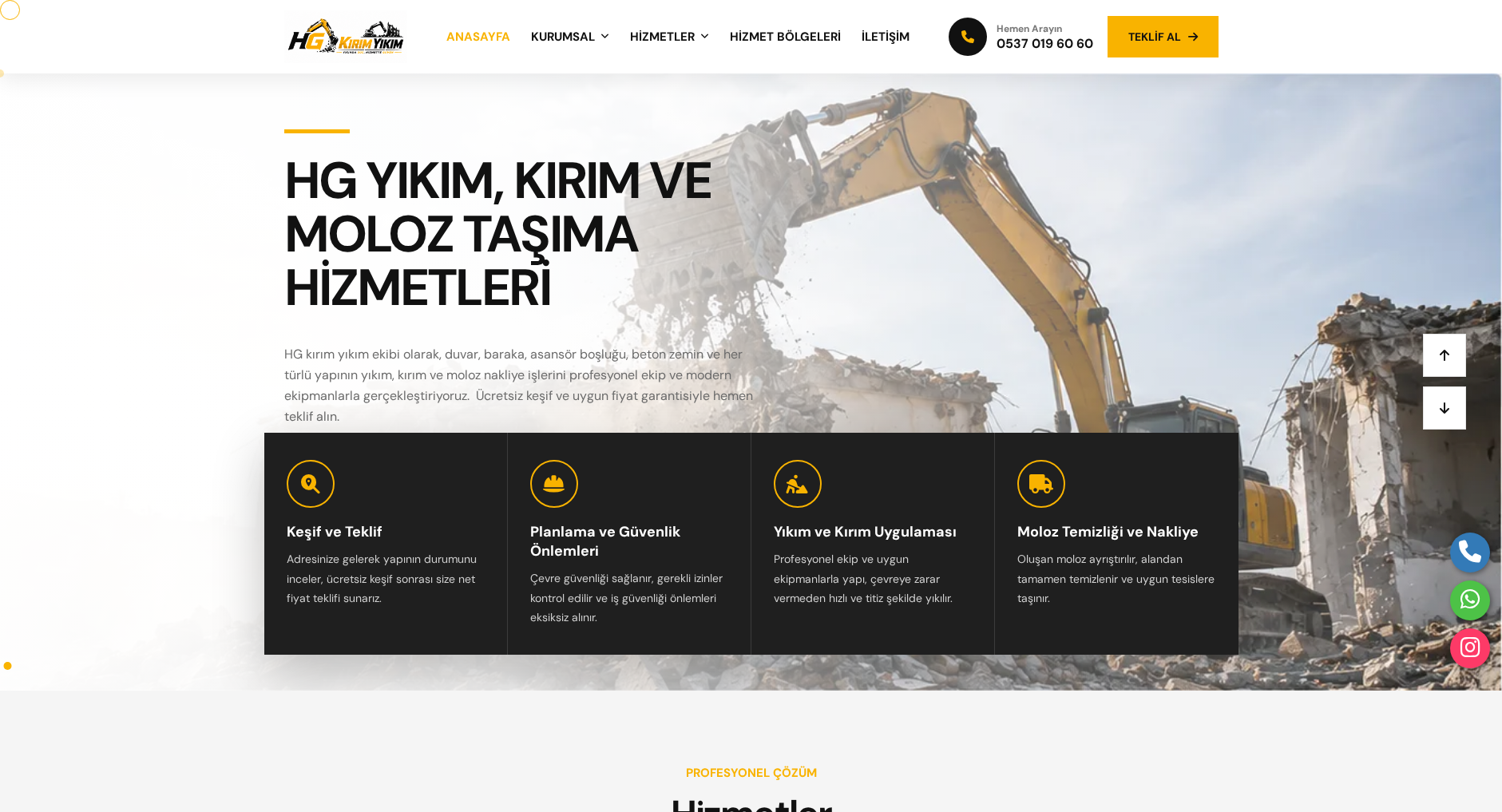 HG Yıkım Kırım web sitesi ekran görüntüsü