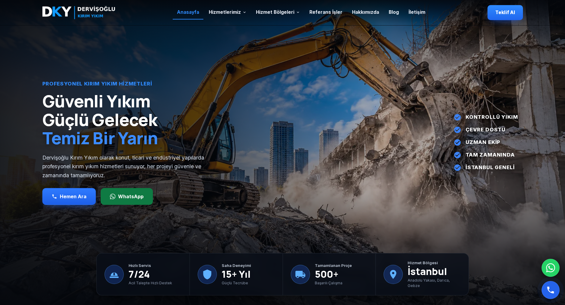 Dervişoğlu Kırım Yıkım web sitesi ekran görüntüsü