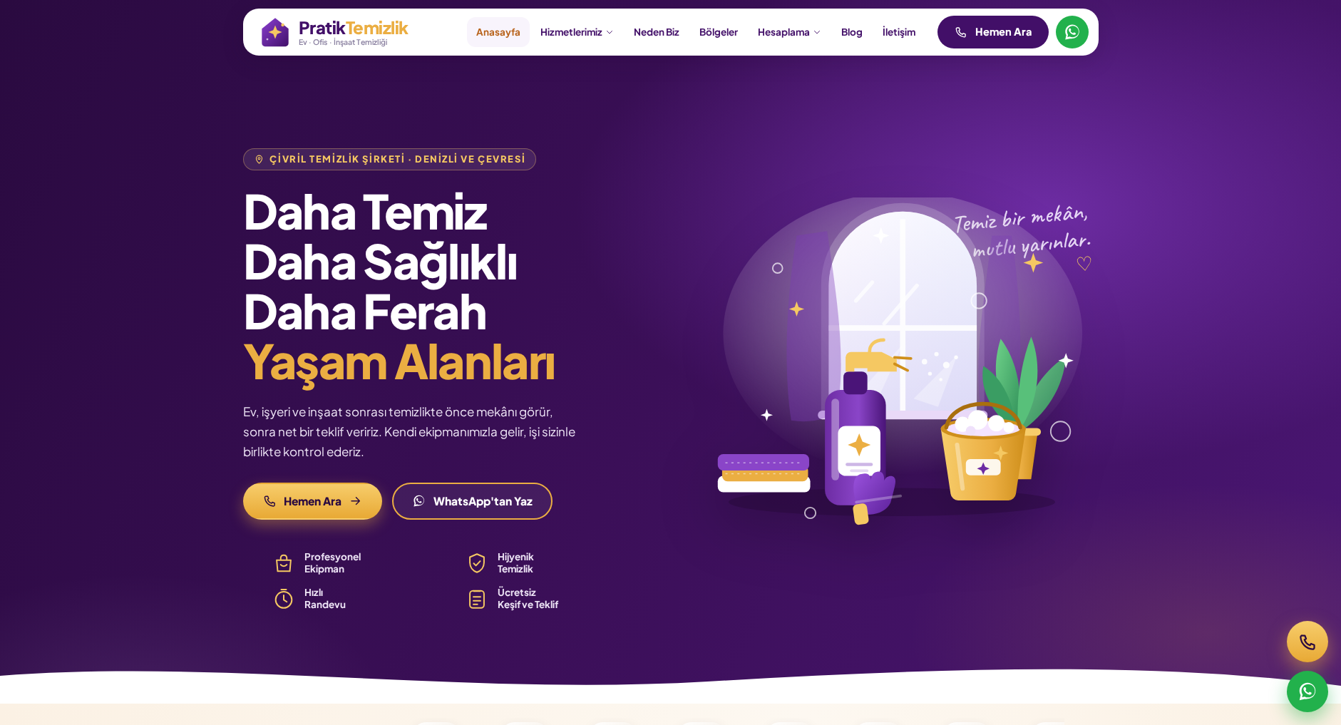 Pratik Temizlik web sitesi ekran görüntüsü