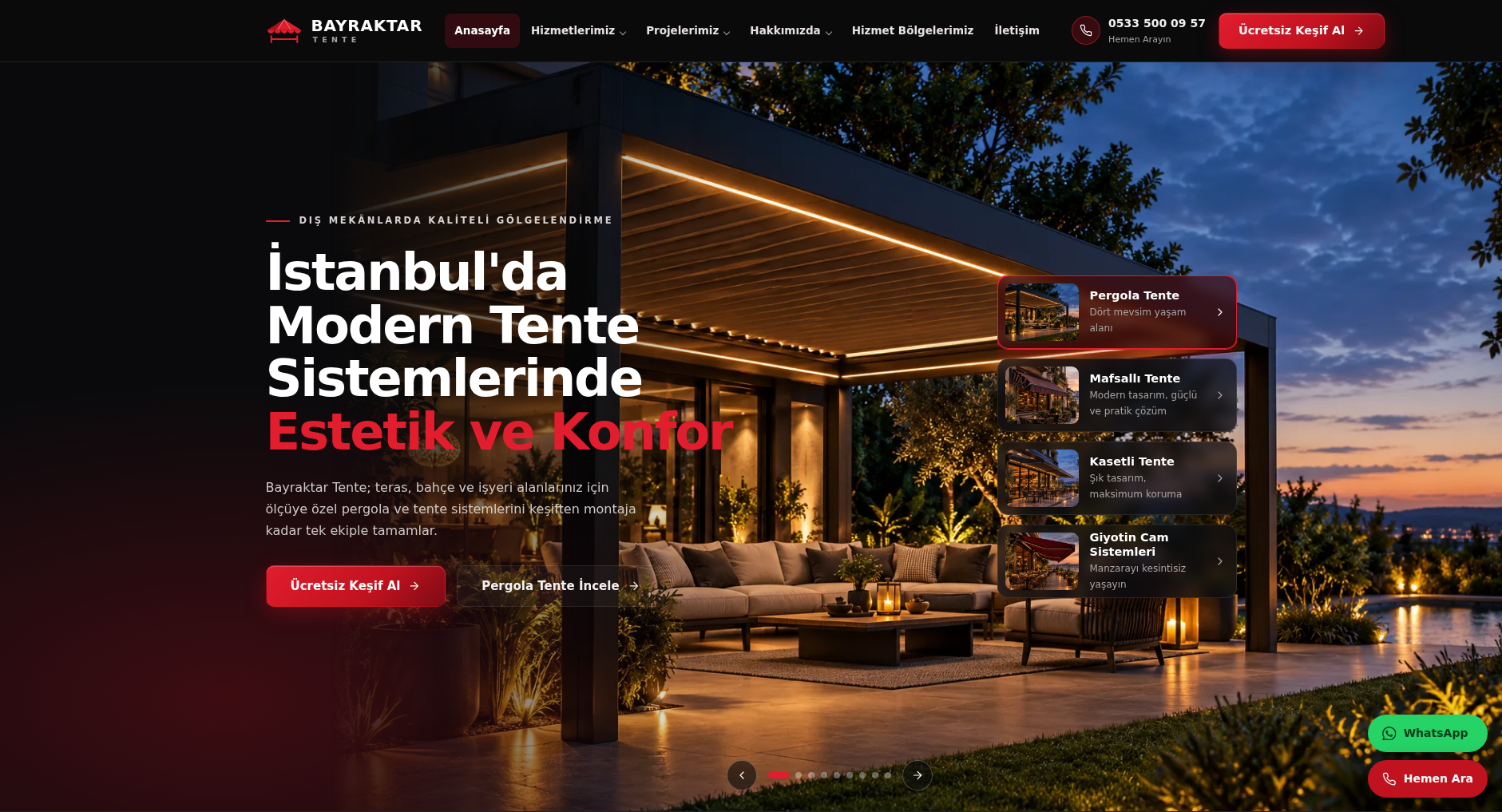 Bayraktar Tente web sitesi ekran görüntüsü