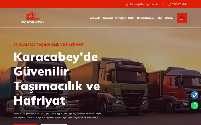02 Nakliyat ve Hafriyat web sitesi