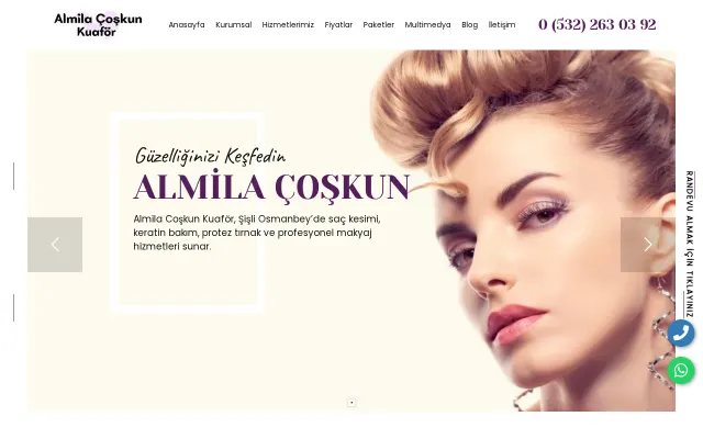 Almila Çoşkun Kuaför web sitesi