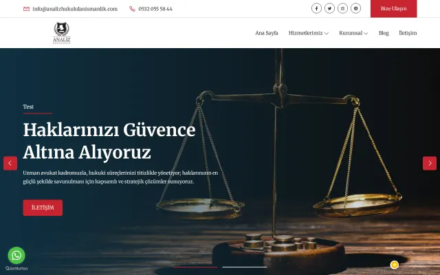 Analiz Hukuk Danışmanlık web sitesi