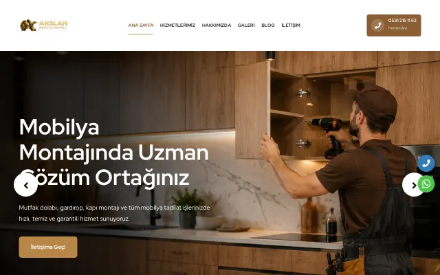 Arslan Mobilya Montaj web sitesi