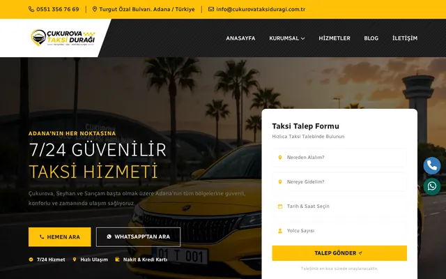Çukurova Taksi Durağı web sitesi