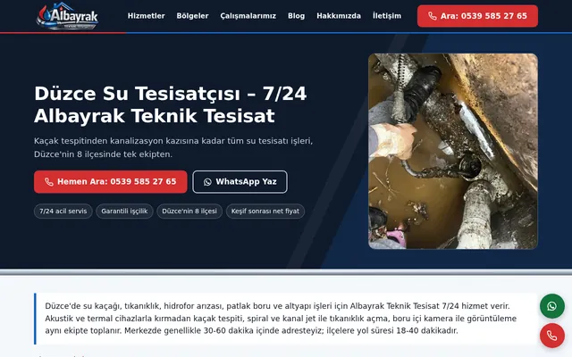 Düzce Su Tesisat Uzmanı web sitesi
