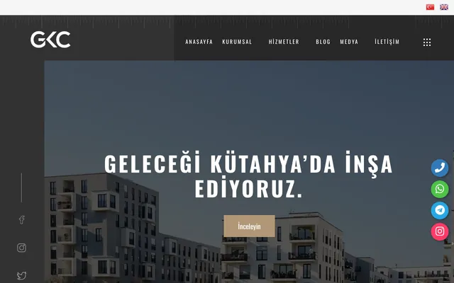 GKC Yapı İnşaat web sitesi