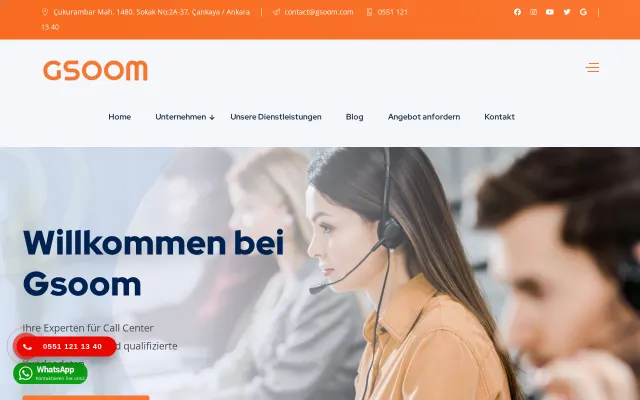 Gsoom Çağrı Merkezi web sitesi