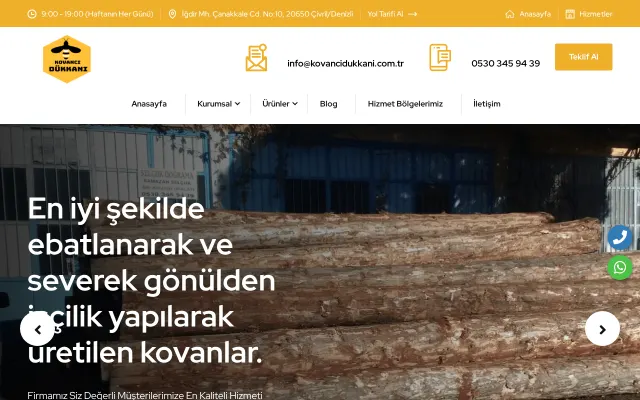 Kovancı Dükkanı web sitesi