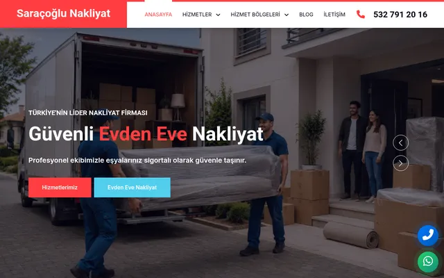 Saraçoğlu Nakliyat web sitesi