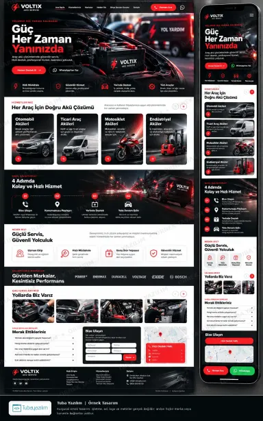 Akü Servisi örnek web sitesi tasarımı