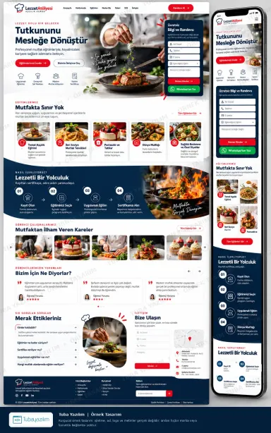 Aşçılık Kursu örnek web sitesi tasarımı