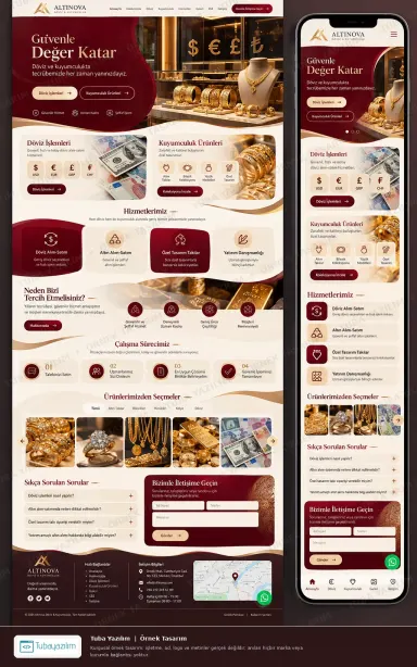 Döviz Bürosu ve Kuyumcu örnek web sitesi tasarımı