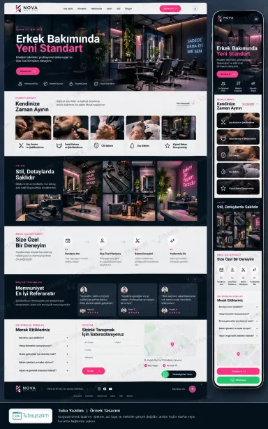 Erkek Bakım Merkezi için örnek web sitesi tasarımı