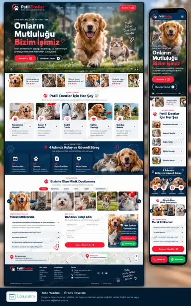 Evcil Hayvan Bakımı için örnek web sitesi tasarımı