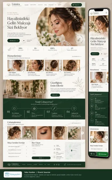 Gelin Makyajı için örnek web sitesi tasarımı