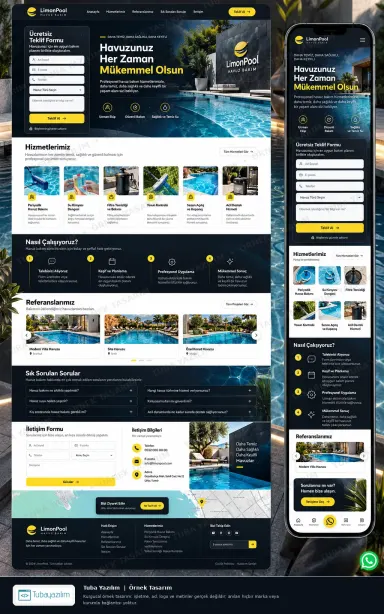Havuz Bakımı için örnek web sitesi tasarımı