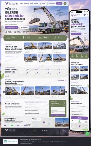 Mobil Vinç örnek web sitesi tasarımı