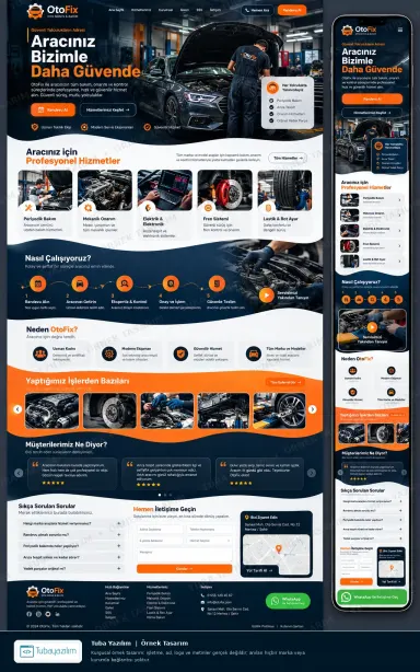 Oto Tamir ve Bakım Servisi örnek web sitesi tasarımı