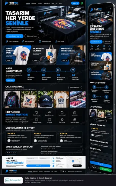 Transfer Baskı örnek web sitesi tasarımı